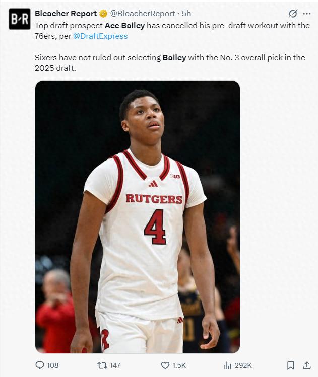 ESPN：贝利已取消与76人的试训，目前还未造访任何球队的简单介绍